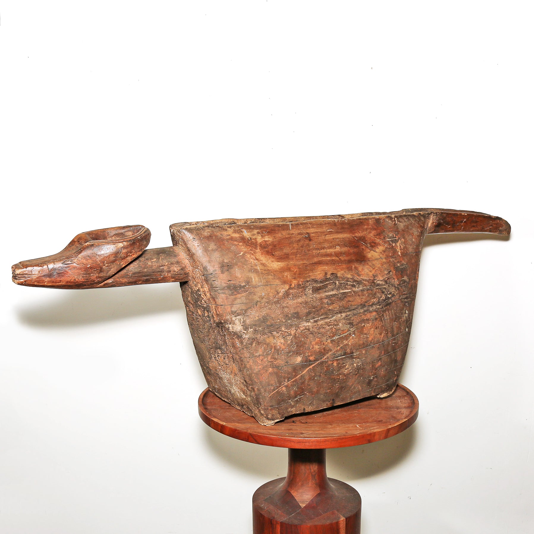 Antique African slit gong with antelope head, legs, and tail