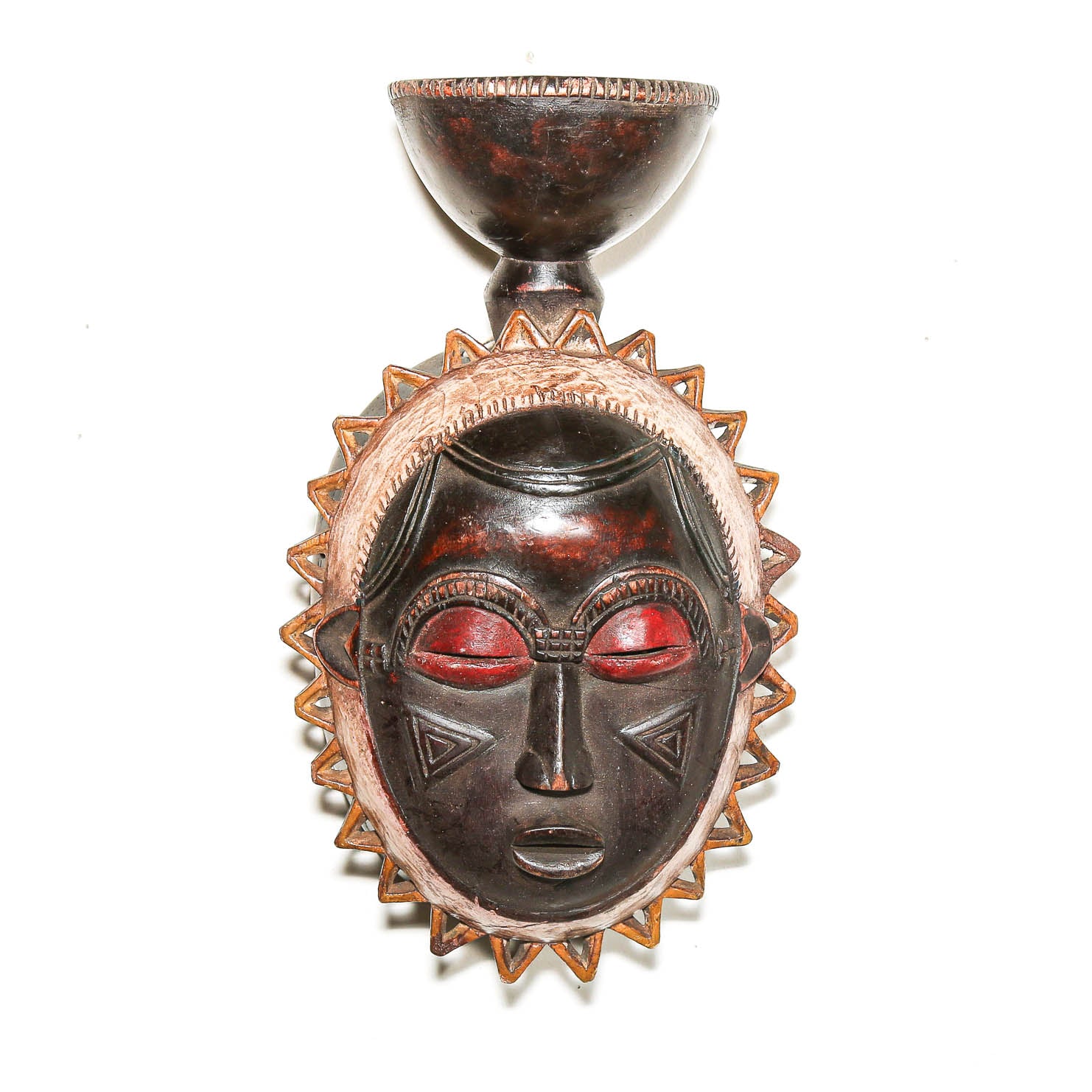 Brown Baule sun mask from Ivory Coast