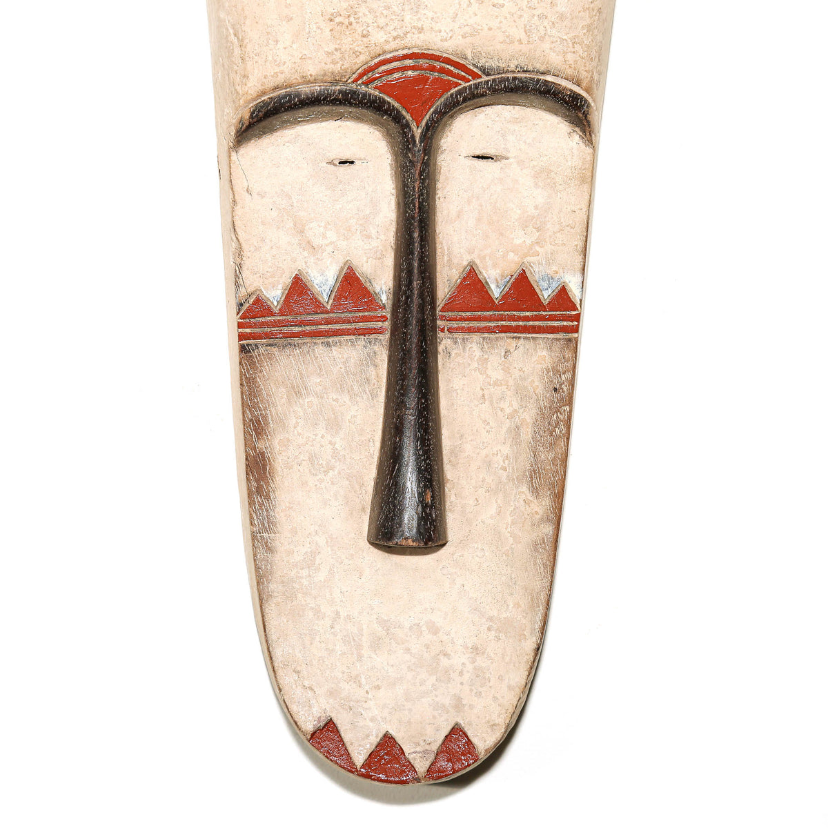 Fang ceremonial mask from Gabon with classic elongated proportions and traditional carved wood construction