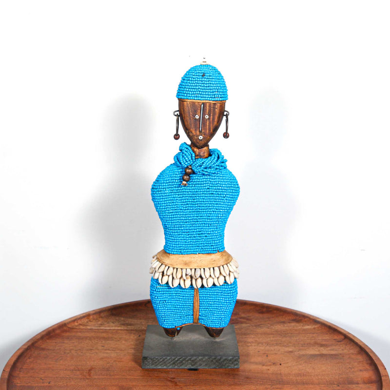 Doll with blue beads for sale from Africa