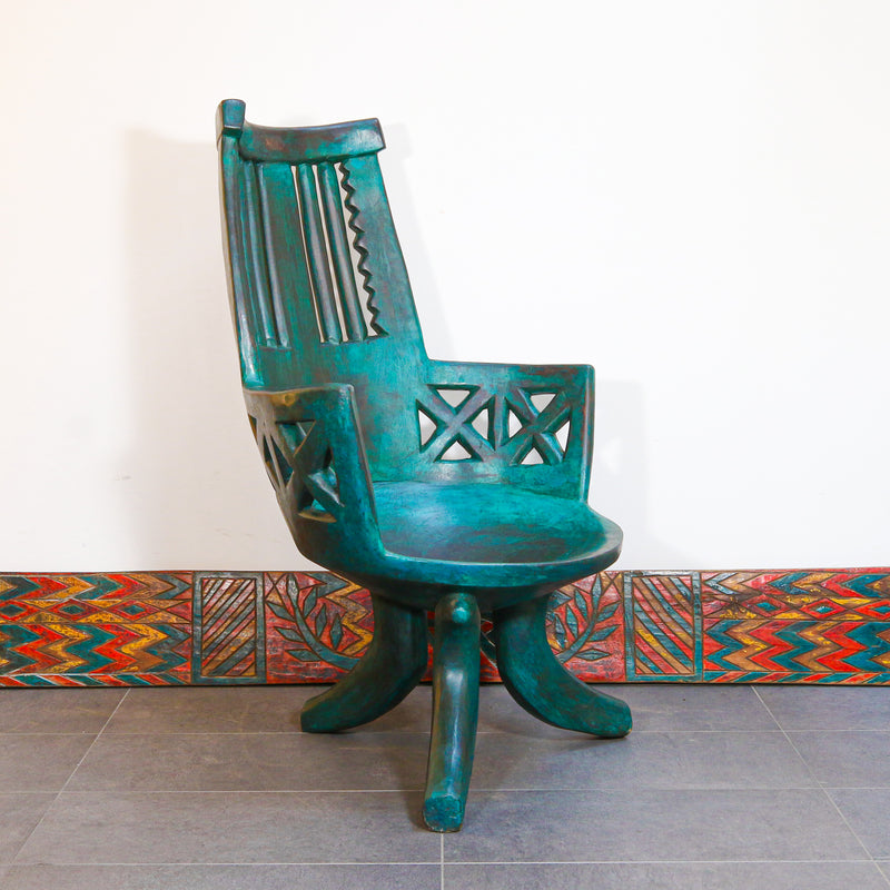 blue African designer chair