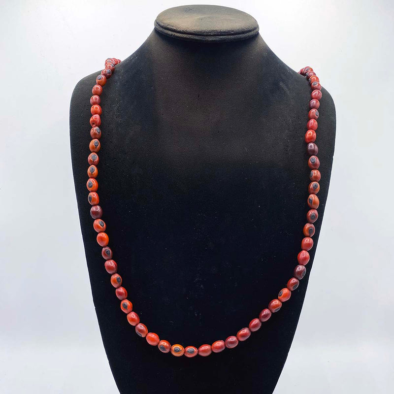 red lucky bean bead necklace